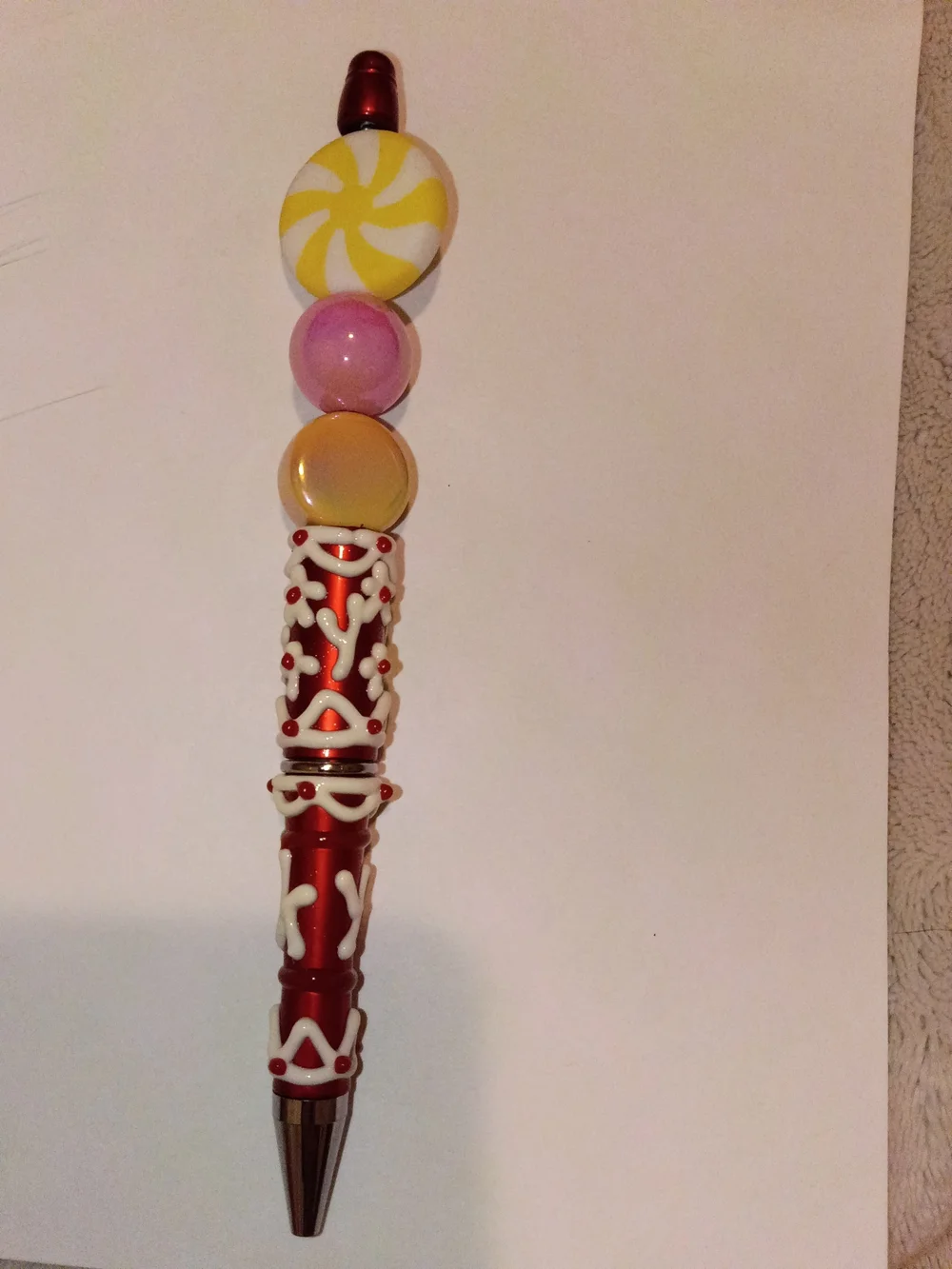 Kids Red Decorative Bead Pen - Unbranded